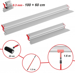 Set Gletuire cu Lame Profesionale Inlocuibile 100/60 cm + Prelungitoare + Trafalet pentru Glet 25 cm 