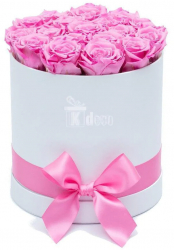 Cutie O17cm cu Trandafiri Criogenati XL roz O6 5cm cadou 