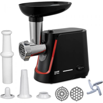 Masina de tocat Heinner MG-1250BK 1340 W 1.5 Kg/Min 2 site Reverse Accesorii incluse Negru 