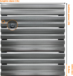 Set 25 buc Sipca orizontala metalica gard Simetrica 1200x115mm/buc Gri Grafit Dublu 7024 Mat BGM Top Profil Sistem 