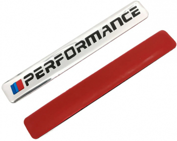 Sticker emblema 3D auto scris BMW M Performance argintiu X1 X3 X4 X5 X6 F10 F30 E60 E90 