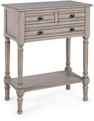 Consola tip Comoda cu 3 Sertare si 1 Polita din Lemn Masiv si MDF Gri Patinat Margaret Bizzotto Dimensiuni 60x33x78 cm 