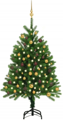 Set brad de Craciun artificial cu LED and globuri verde 120 cm 