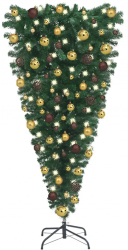Brad de Craciun artificial inversat LED-uri and globuri 150 cm 