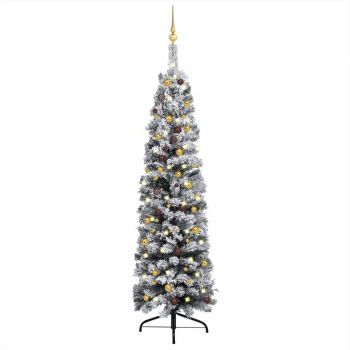Set pom Craciun artificial subtire LED-uri and globuri verde 210 cm 