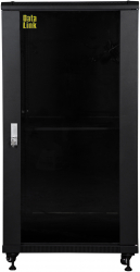 Rack DataLink 22U 600x800 mm montare pe podea usa sticla neasamblat negru 