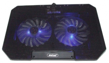 Cooler si supot pentru laptop cu 2 ventilatoare Culoare - negru 