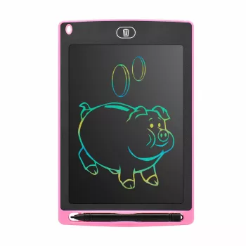 Tableta grafica de desenat pentru copii color de 10 inch diagonala cu buton de stergere si creion - Roz 