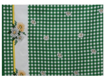 Fata de masa pentru 12 persoane Carouri verzi cu flori bumbac 100 250x150cm multicolor 