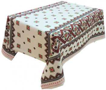 Fata de masa pentru 6 persoane Traditional rosu si verde bumbac 100 180x150cm multicolor