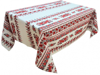 Fata de masa pentru 6 persoane Trandafir rosu bumbac 100 180x150cm multicolor 