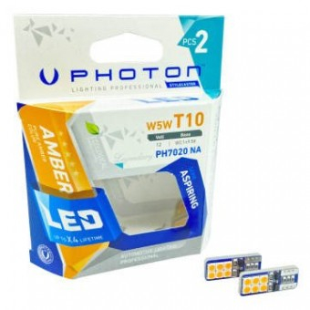 Set 2 becuri T10 LED 12V galben PH7020 