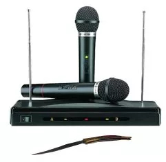Set microfoane wireless si reciever C-05 cutit spaniol cadou
