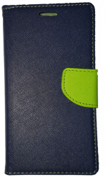 Husa tip Carte Pentru Sony Z5 Compact E5803 E5823 Fancy Case Navy Blue si Lime interior Lime 
