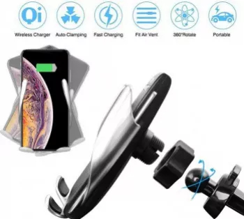 Incarcator auto wireless universal cu senzor incarcare rapida Qi negru Gonga 