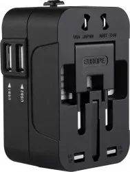 Incarcator universal cu adaptor 2 porturi USB negru Gonga 