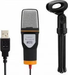 Microfon cu tripod negru USB Gonga