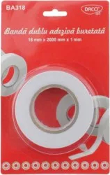Banda Adeziva Buretata Dubla DACO 18mm x 2m Scotch Benzi pentru Lipit Hartii 