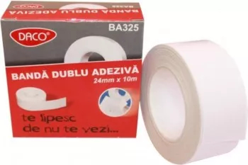 Banda Adeziva Dubla DACO 24mm x 10m Ambalare Cutie Scotch Dublu Transparent 