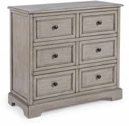Comoda cu 6 Sertare din Lemn Masiv si MDF Gri Patinat Margaret Bizzotto Dimensiuni 75x32x70 cm 