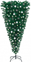 Set pom Craciun artificial inversat LED-uri and globuri negru 120cm 