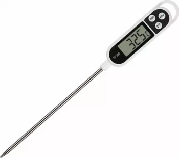 Termometru digital alimentar de insertie cu tija Pufo afisaj LCD 3 butoane si oprire automata interval masurare -50° C - +300° C 