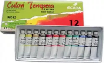 Vopsea Tempera ECADA 12 Culori/Set 8 ml/Tub Multicolor 