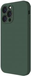 Husa din silicon compatibila cu iPhone 12 Pro Max silk touch interior din catifea cu decupaje la camere Verde inchis 