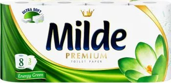 Hartie Igienica Milde Energy Green 3 Straturi 8 Role/Bax 150 Foi/Rola Latime 95 cm Hartie cu Parfum de Lavanda si Liliac