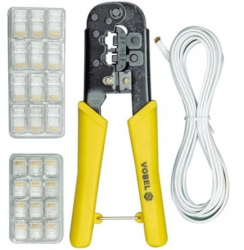 Set Cleste Sertizat Conectori cu Accesorii RJ45 - RJ11 VOREL 45503 