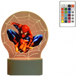 Lampa de veghe LED Spiderman 16 culori lumina ambientala cu telecomanda alimentare USB sau 3 baterii AA