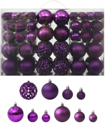 Set globuri de Craciun 100 piese violet 