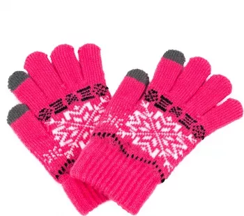 Manusi tricotate pentru fete Snow Flower 5-8 ani MF-720-160 Roz 