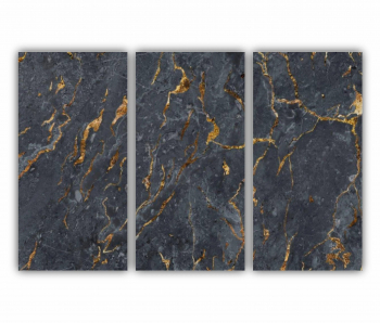 Set 3 Tablouri Multicanvas Black marble texture 0537 180X120 cm 