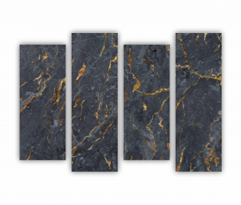 Set 4 Tablouri Multicanvas Black marble texture 0537 160X120 cm 