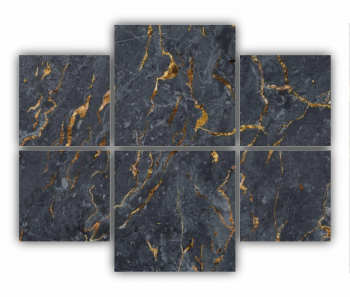 Set 6 Tablouri Multicanvas Black marble texture 0537 100X80 cm