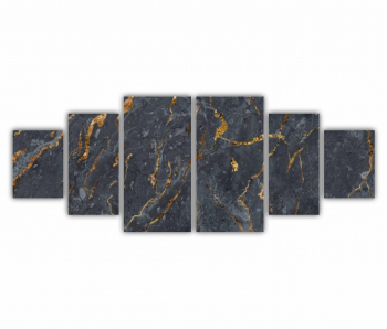 Set 6 Tablouri Multicanvas Black marble texture 0537 200X80 cm 