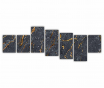 Set 7 Tablouri Multicanvas Black marble texture 0537 210X80 cm 