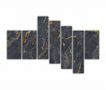 Set 7 Tablouri Multicanvas Black marble texture 0537 240X160 cm 
