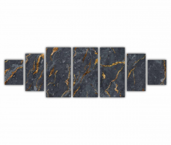 Set 7 Tablouri Multicanvas Black marble texture 0537 240X80 cm 