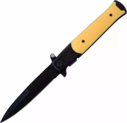 Briceag de buzunar 22.5 cm model Gentle Yellow Slim cu lama stilet si sistem blocare lama
