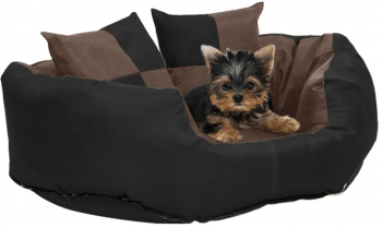Perna reversibila lavabila pt caini negru si maro 65x50x20 cm 