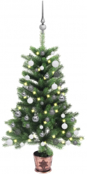 Set brad de Craciun artificial cu LED and globuri verde 65 cm 