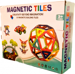 Set de Constructie Magnetic 3D 118 Piese STEM Montessori Interactive si Educationale Magnetic Tiles Multicolor + 3 Ani 
