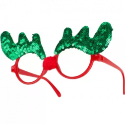 Ochelari Craciun cu cornite de ren AC-720-41 16x9 cm Verde 
