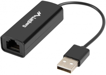Placa de retea Lanberg 41869 USB 2.0 tata la RJ-45 mama adaptor Ethernet internet 10/100 Mb/s cablu 10 cm neagra 