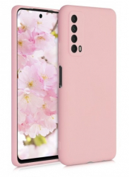 Husa din silicon compatibila cu Huawei P Smart 2021 silk touch interior din catifea Roz