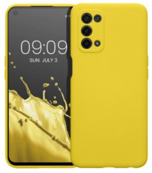 Husa din silicon compatibila cu Oppo A74 5G / A54 5G silk touch interior din catifea Galben 