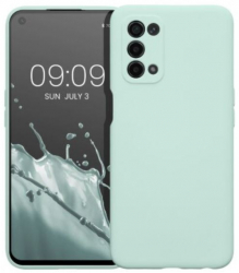 Husa din silicon compatibila cu Oppo A74 5G / A54 5G silk touch interior din catifea Menta 
