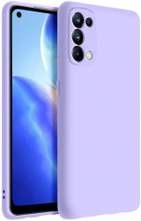 Husa din silicon compatibila cu Oppo Reno 5 5G silk touch interior din catifea Mov